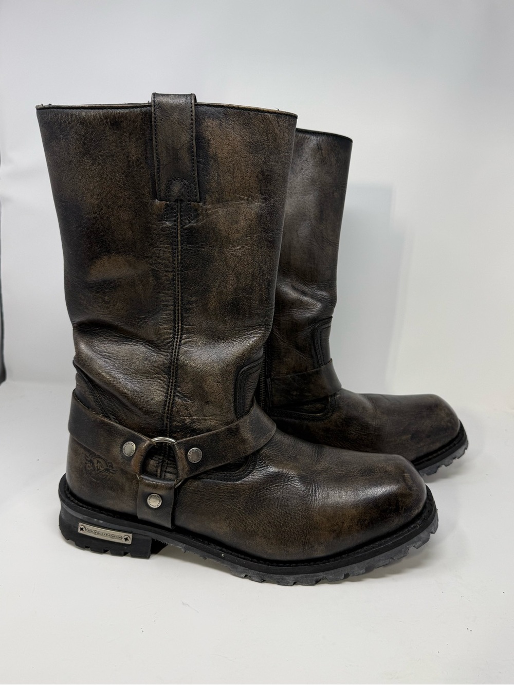 Like new Harley-Davidson Distressed Leather zipper Harness Boots Sz 13 (EKXZGS)